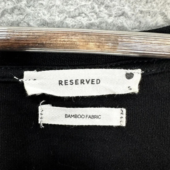 Reserved womens black‎ top small v neck short sleeve bamboo fabric minimalist - Picture 2 of 5
